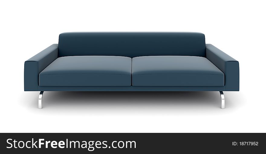 Isolated black sofa on white background