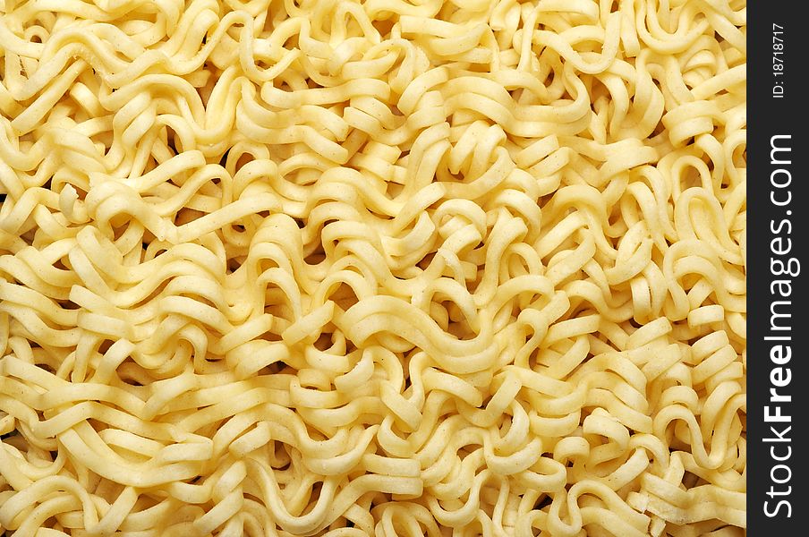 Texture of instant noodles close up