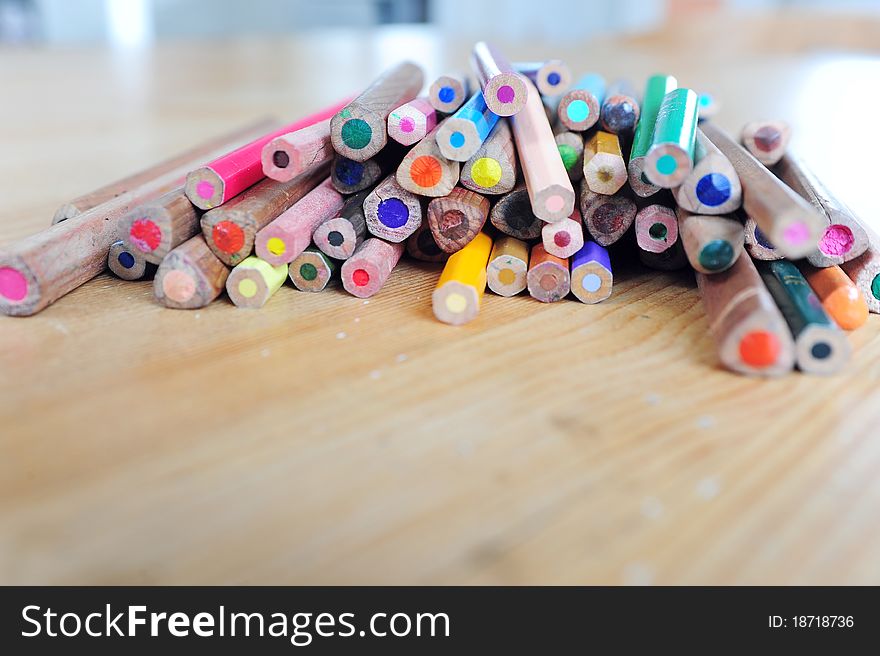 A heap of colour pencils. A heap of colour pencils