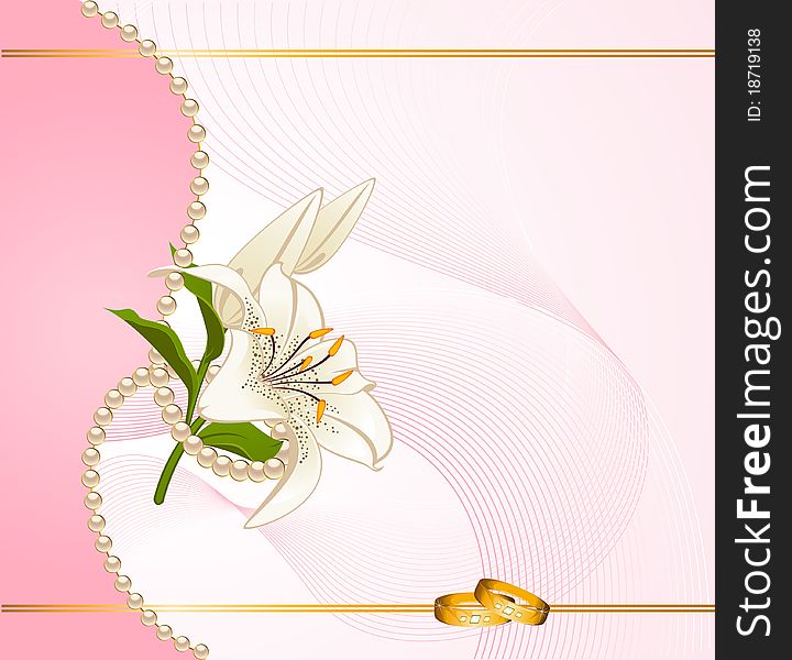 Two wedding rings on a background with lillies