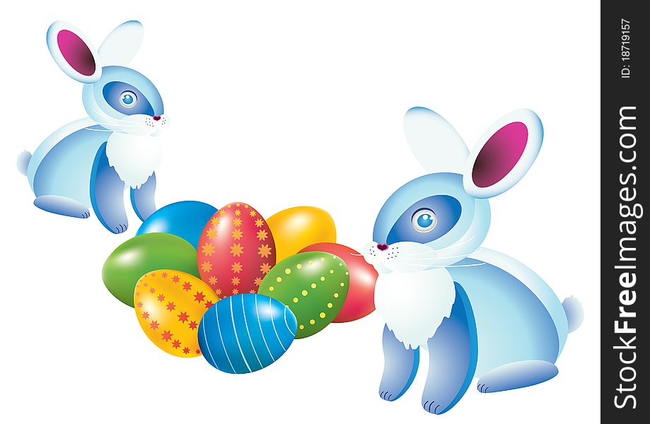 Easter eggs and rabbits.