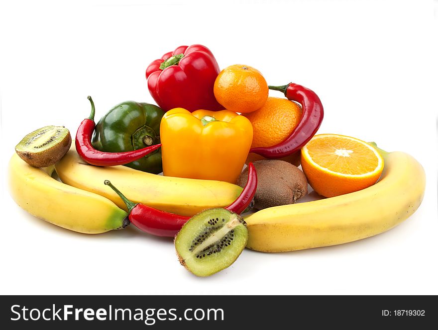 Ripe fruit isolated on a white background