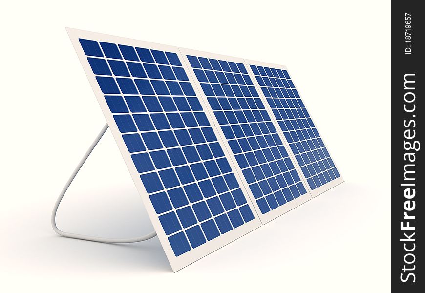 Solar Battery Over White Background