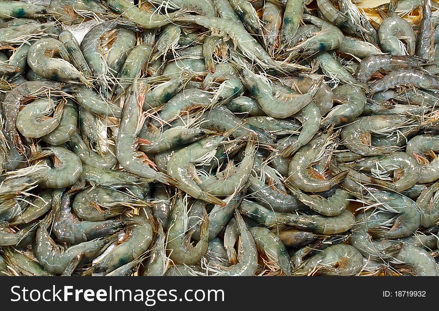 Raw shrimps at seafood market. Raw shrimps at seafood market