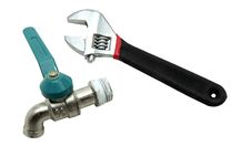 Wrench With Water Valve Royalty Free Stock Photo Wrench With Water Valve Royalty Free Stock Photo