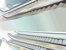 Many Escalators Indoor, View From Above Stock Photo Many Escalators Indoor, View From Above Stock Photo