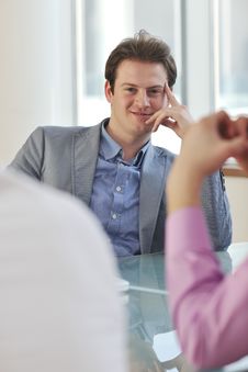 Young Business Man Alone In Conference Room Stock Images