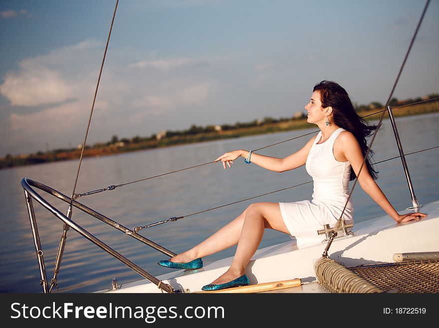 Pretty girl on the yacht. Pretty girl on the yacht