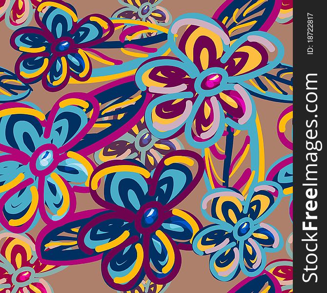 Seamless vector background with multicolor flowers. Seamless vector background with multicolor flowers