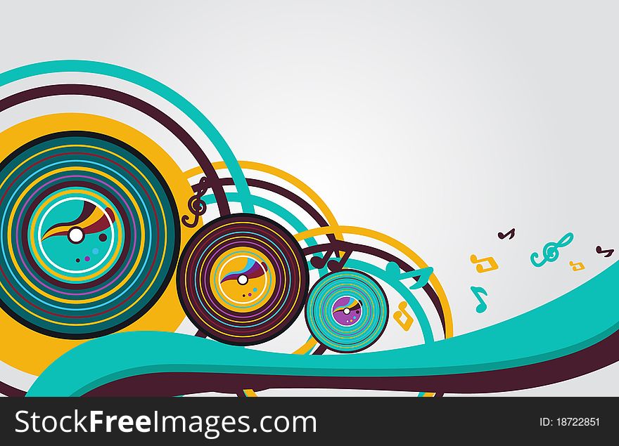 Abstract music background with vynil plates