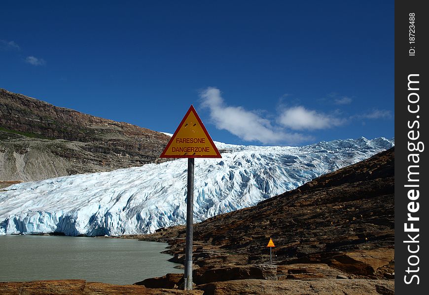 Dangerous zone -Svartisen Glacier in Norway