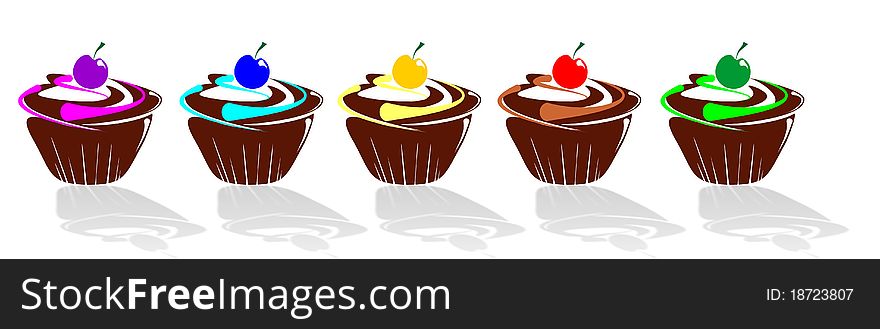 September muffin decorated with icing, in vector