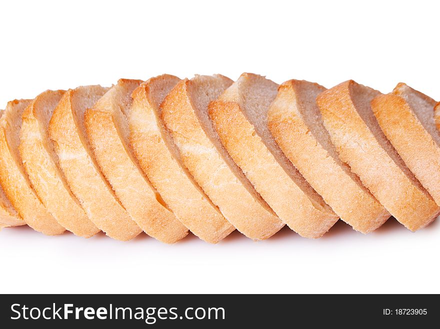 Pre-sliced bread for sandwichesand isolated on white background