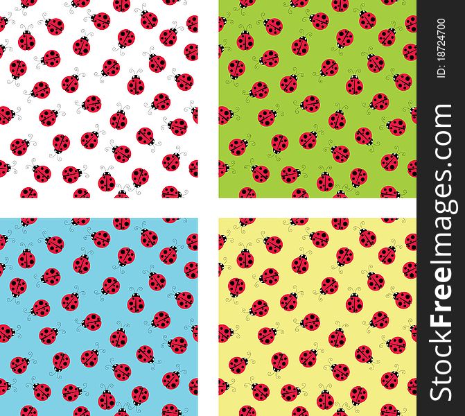 Bright seamless background with ladybugs