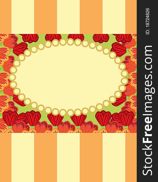 Greeting card with red and orange tulips. Greeting card with red and orange tulips