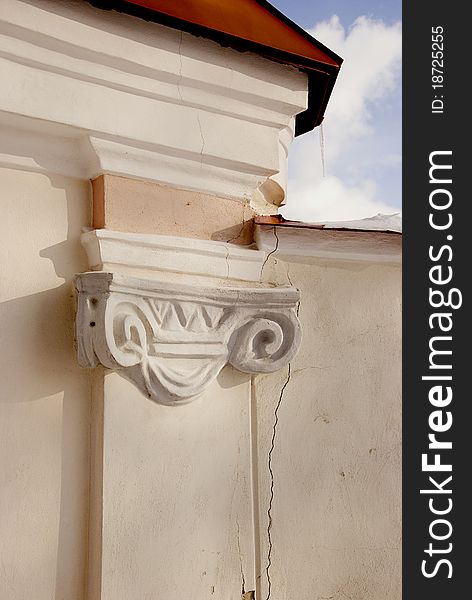 Old church architecture detail with column and capital