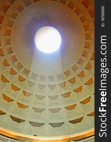 Pantheon with sunlight in Rome