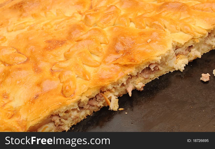 Meat pie on white background. Meat pie on white background