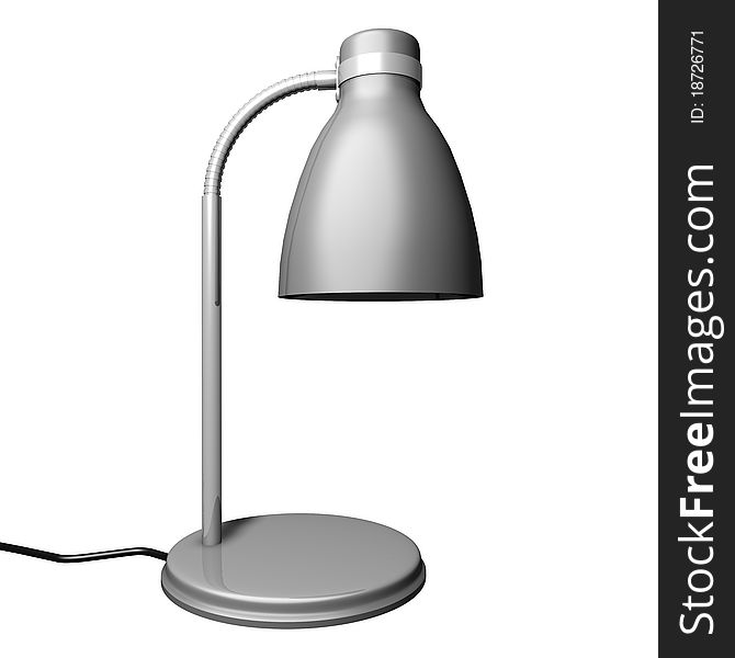 Picture of silver table lamp on white background. Picture of silver table lamp on white background