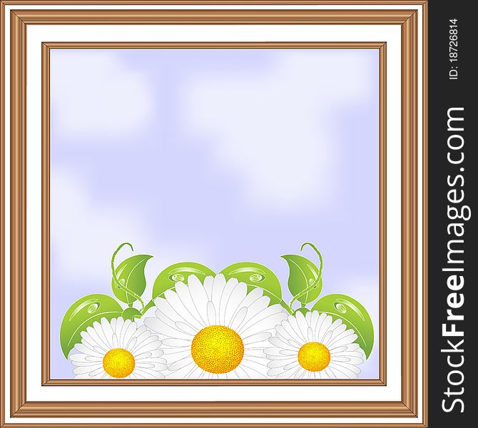 Wooden Frame With Daisies Inside