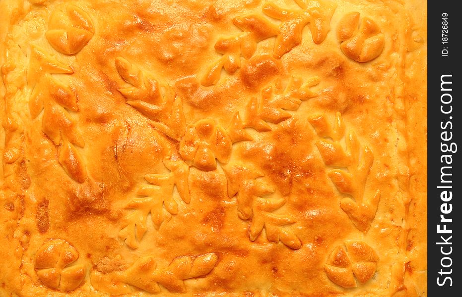 Closeup meat pie on white background