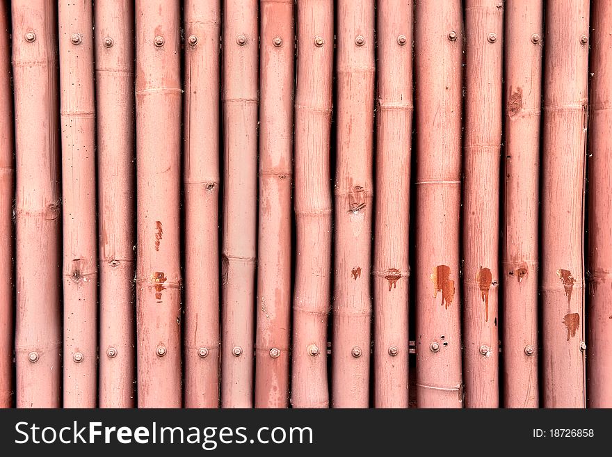 Texture of  Bamboo paint red color Wood Wall  Background