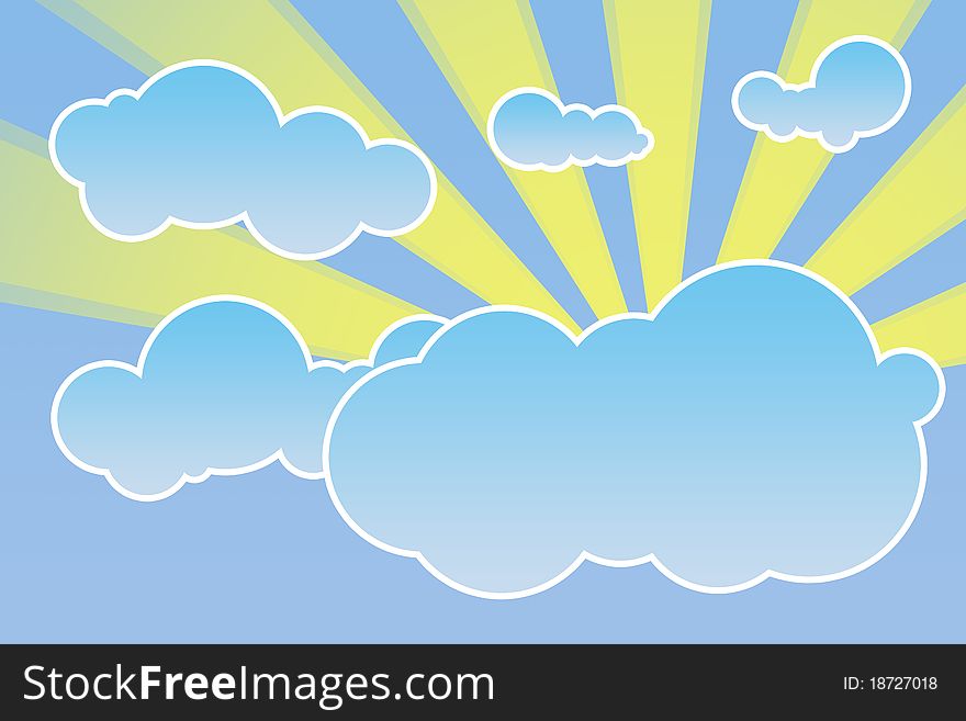 Abstract Cloudscape With Sun Rays Illustration