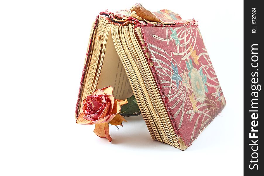 Dried Rose On An Old Book