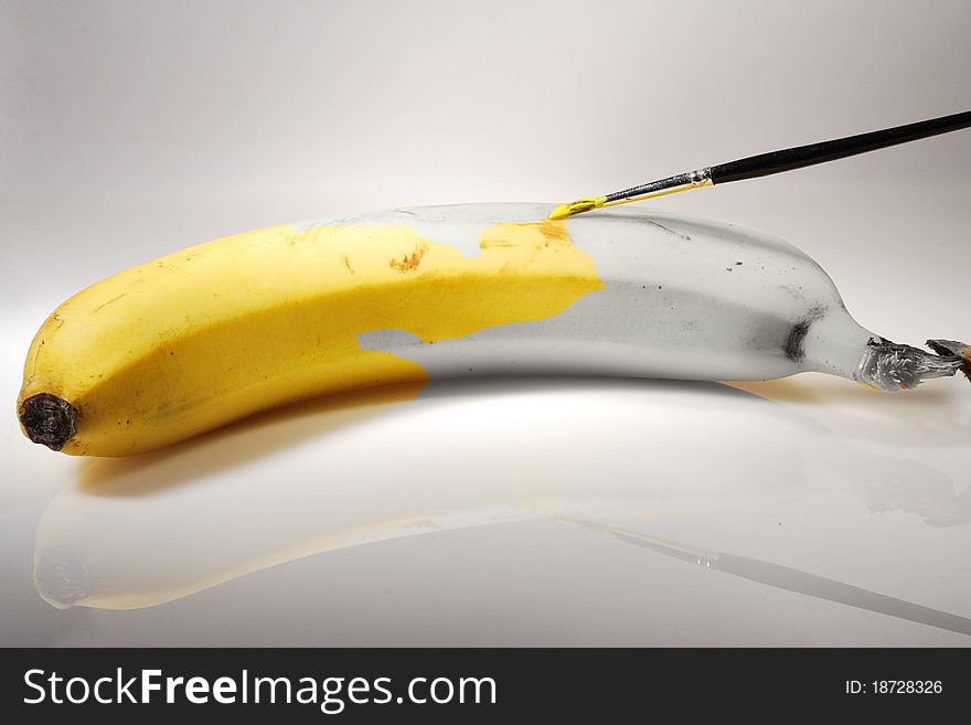 Banana painted with brush and natural color