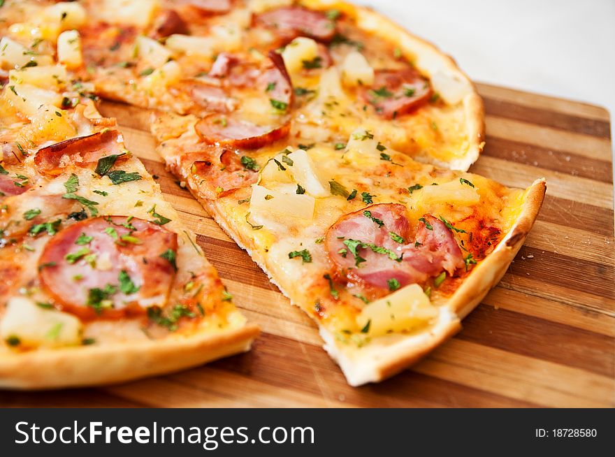 Isolated on white pizza ready to eat