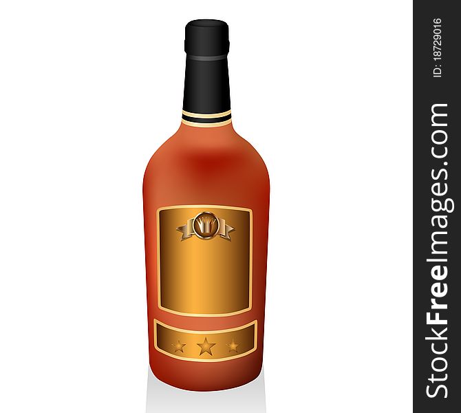 Vector bottles of brandy isolated on a white