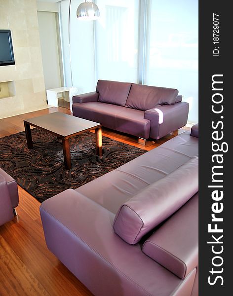 Fully furnished living room and a modern. Fully furnished living room and a modern
