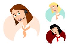 Set Of 3 Call-center Girls Royalty Free Stock Photos Set Of 3 Call-center Girls Royalty Free Stock Photos