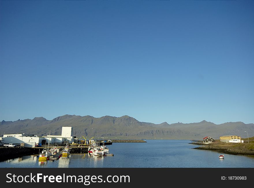 View of Reydharfjordur harbour at Iceland. View of Reydharfjordur harbour at Iceland