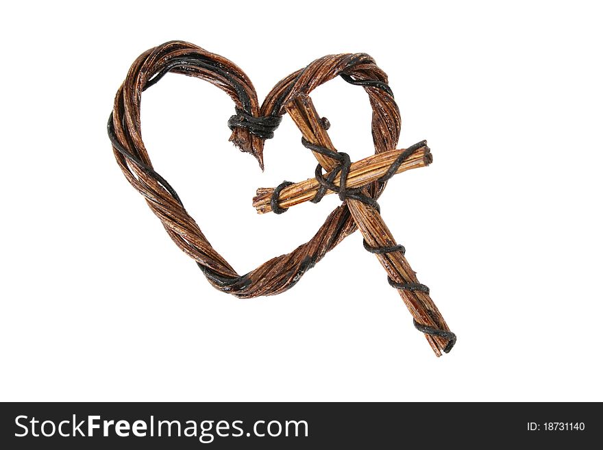 Wooden and wire heart and cross decorations