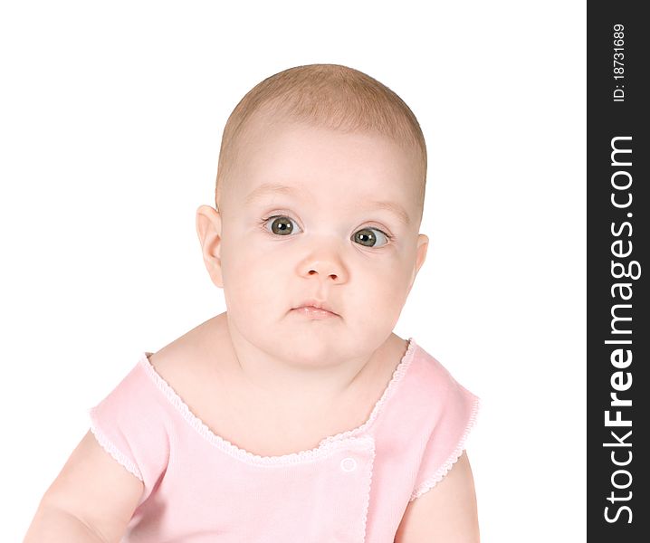 Portrait of a cute baby on a white background