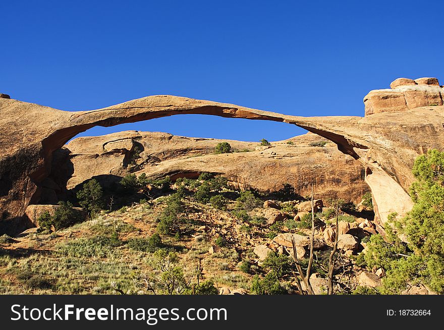 Landscape Arch in Arches National Park in Utah.