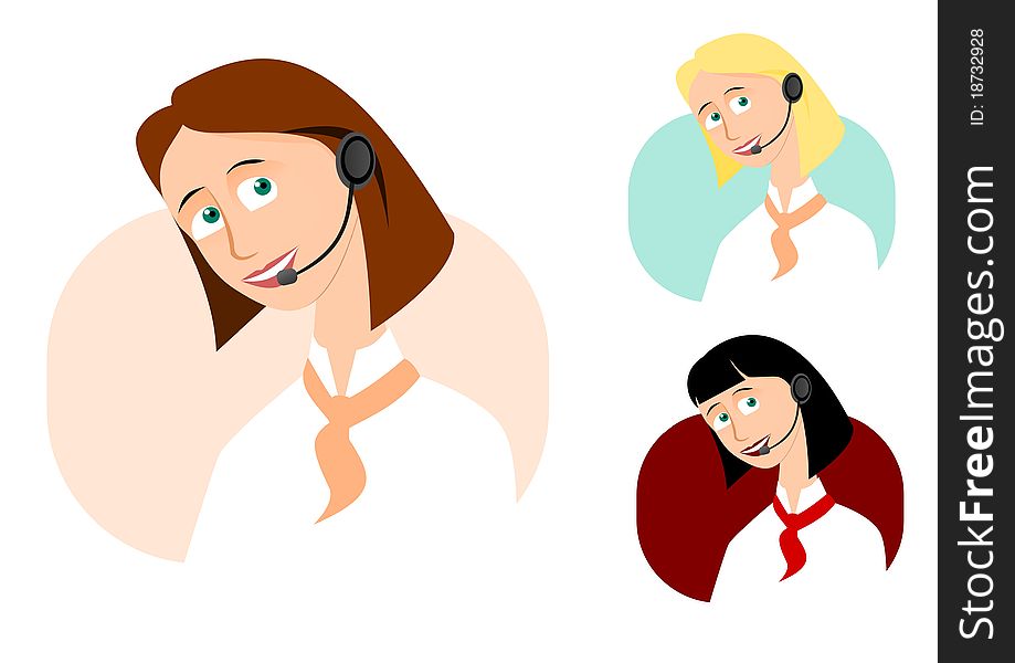 Set Of 3 Call-center Girls