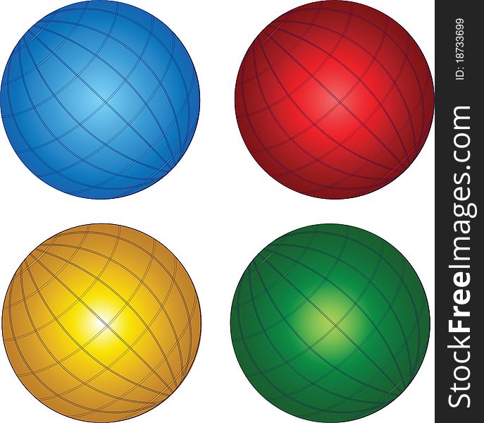 Illustration: original globe elements-spheres. Illustration: original globe elements-spheres