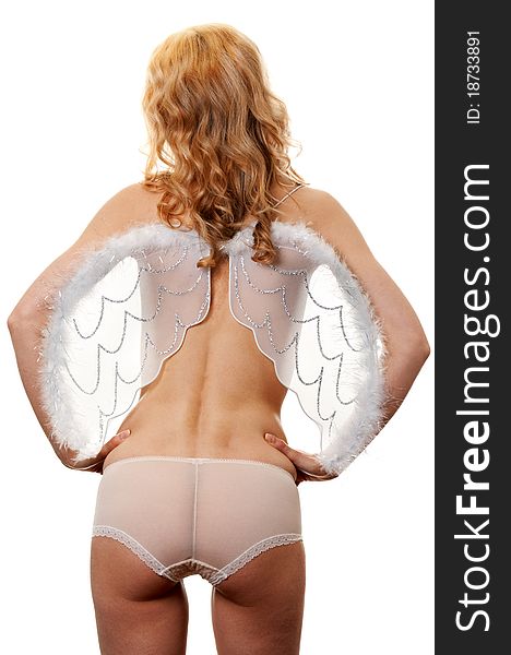 Naked girl with angel wings