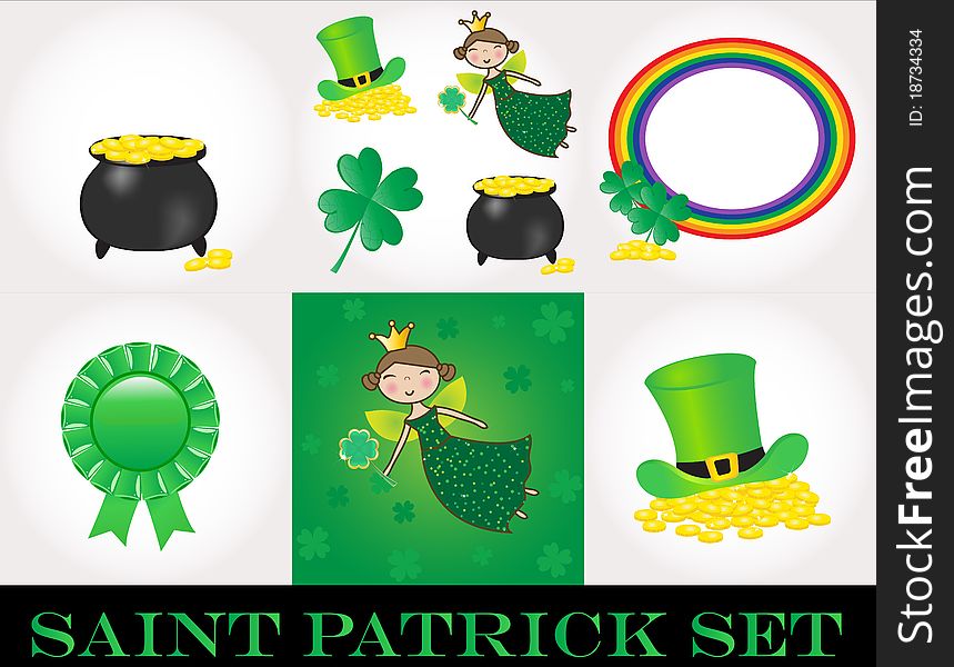 St Patrick day set symbol treasure.