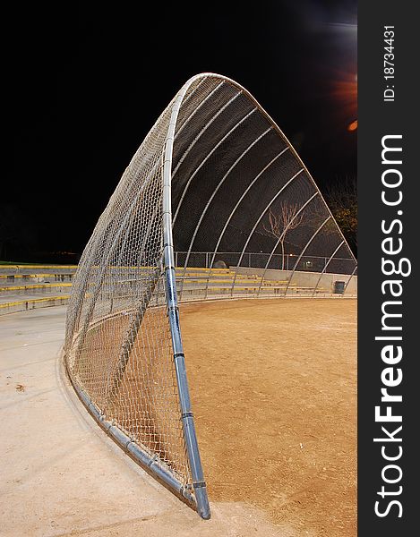 An empty softball field at night in Anaheim,CA.