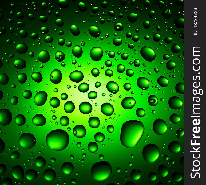 Green Water Drops Background