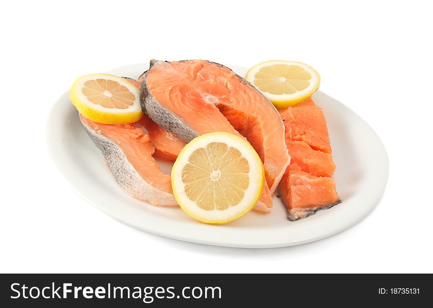 Fresh red fish on a white background