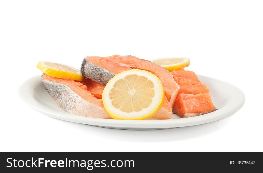 Fresh red fish on a white background