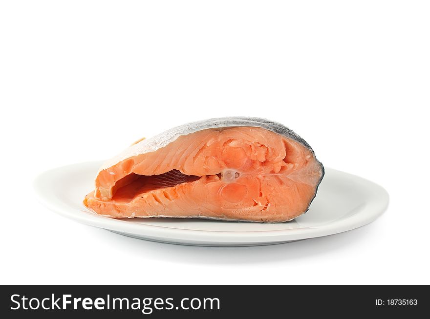 Fresh red fish on a white background