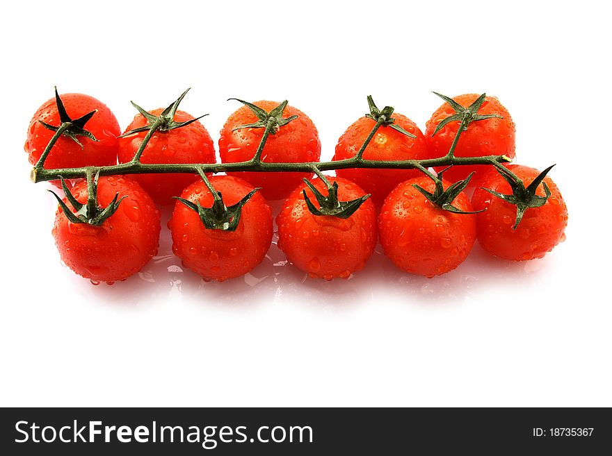 Image of fresh red tomatoes in white.