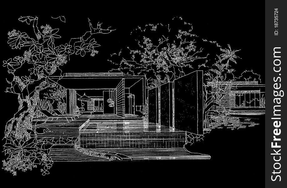 Interior architecture construction landscape sketch