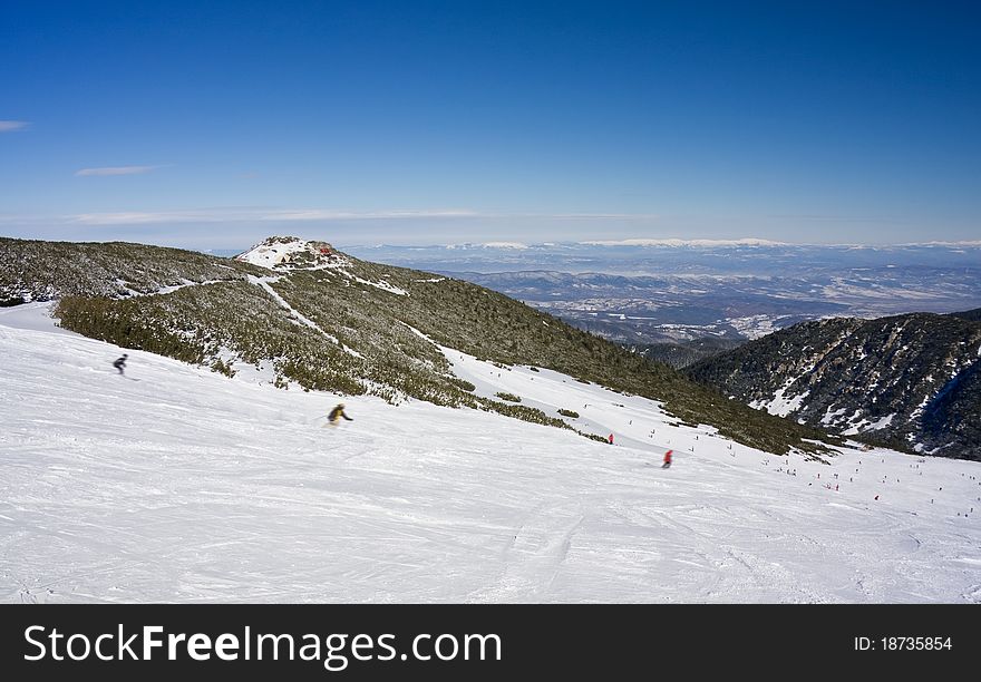 Ski slope at Alpine ski resort Borovets, Bulgaria. Ski slope at Alpine ski resort Borovets, Bulgaria