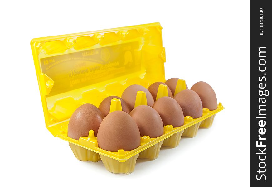 Isolate eggs in the package on a white background